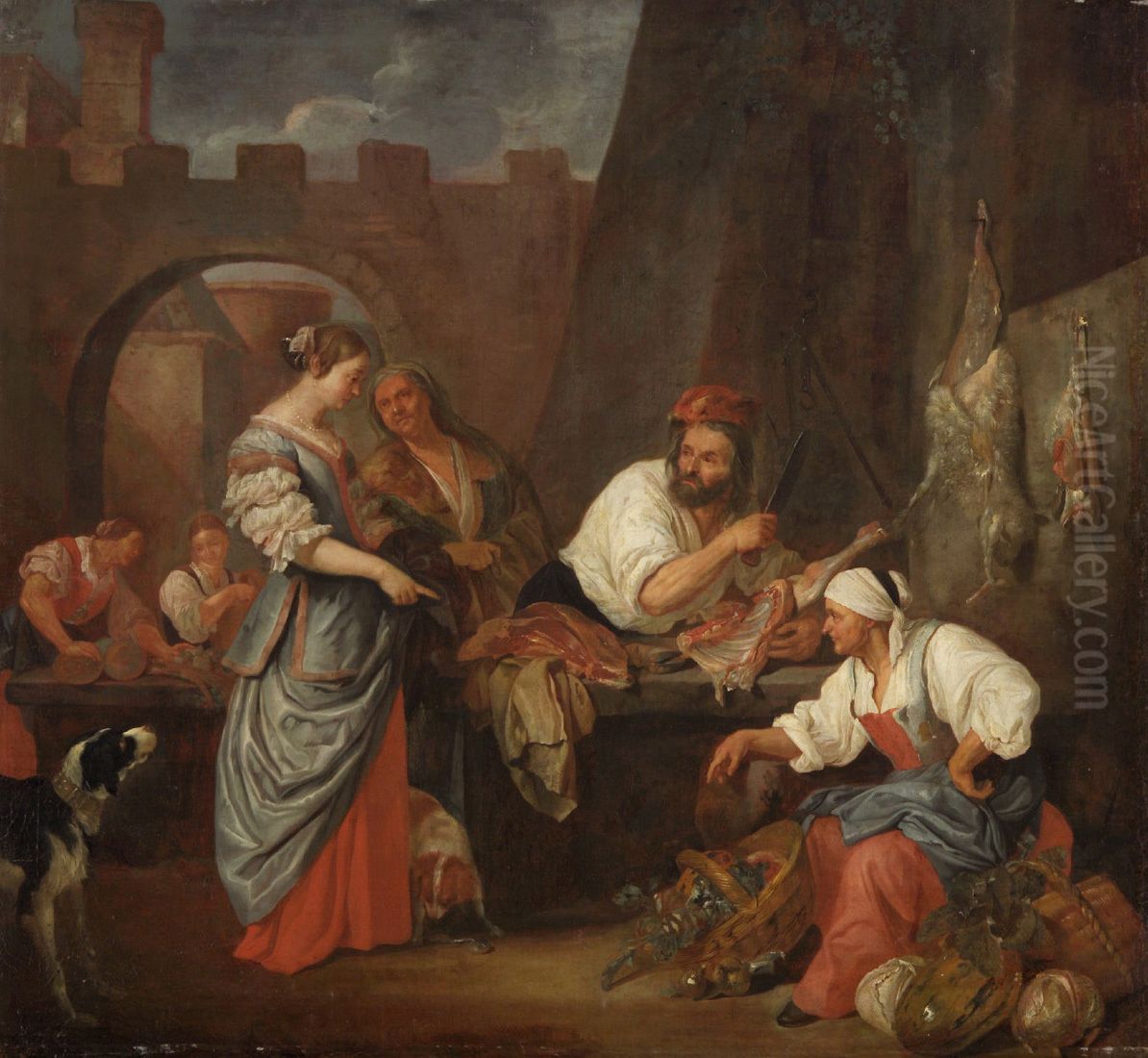 The Butcher shop Oil Painting by Jacob Toorenvliet