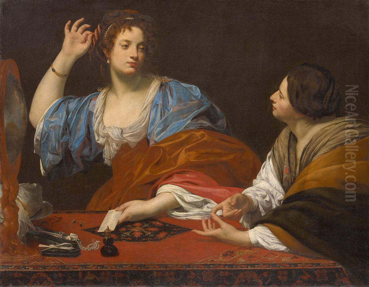 Martha blames her vain sister, Mary Magdalene Oil Painting by Simon Vouet