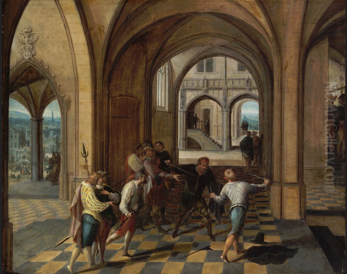 Der Fechtkampf Oil Painting by Hendrik van Steenwijk I