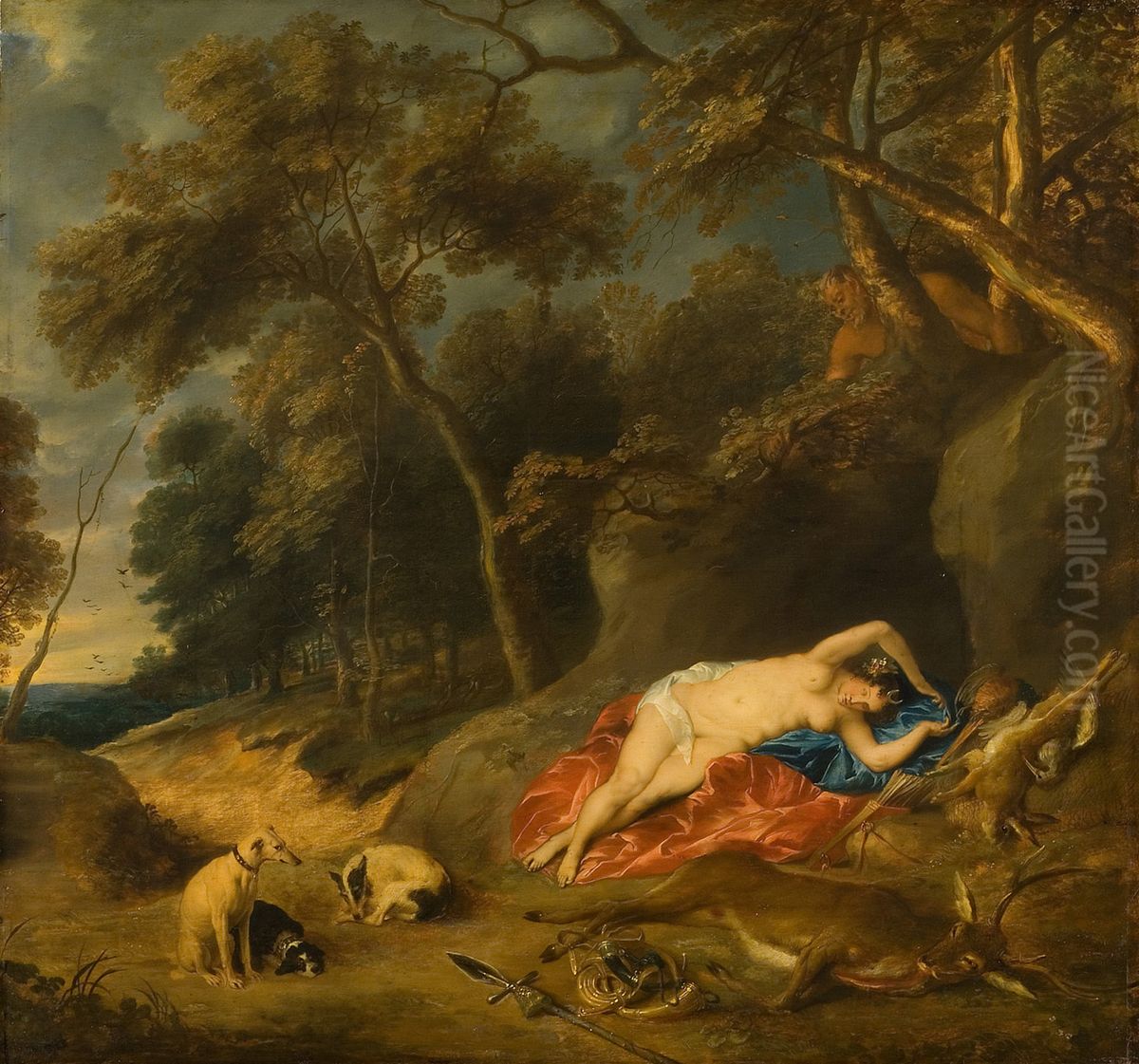 Landscape with Diana Resting Oil Painting by Frans Wouters