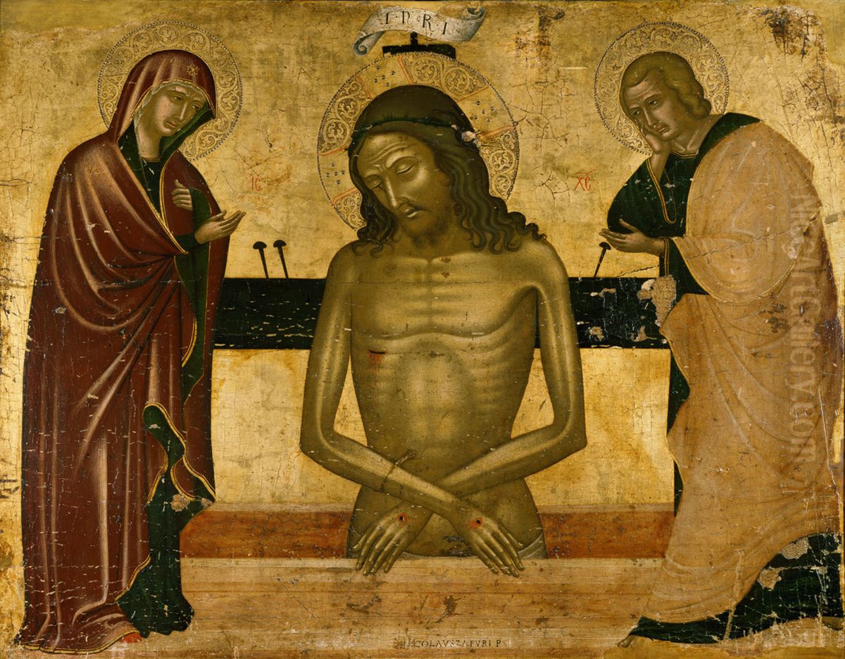 Entombment of Christ with John and Mary Oil Painting by Nikolaos Tzafouris