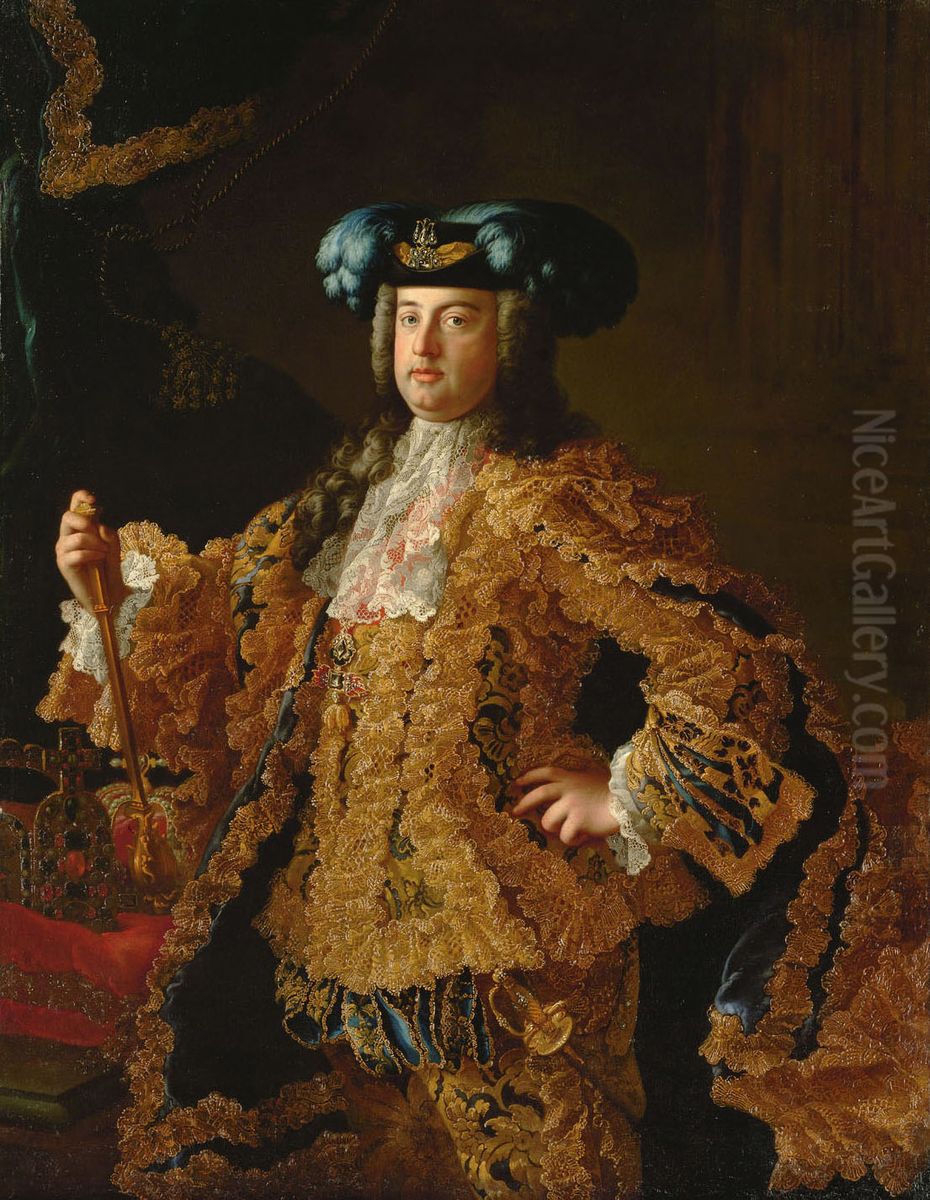 Herzog Franz (I.) Stephan von Lothringen (1708-1765), in reichem Hofkleid, Kniestuck Oil Painting by Martin Van Meytens