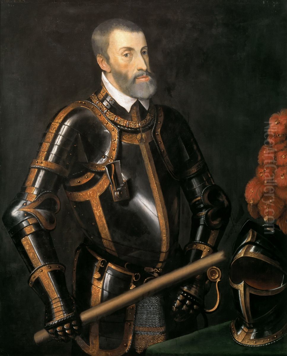 Emperor Charles V in armor Oil Painting by Titian