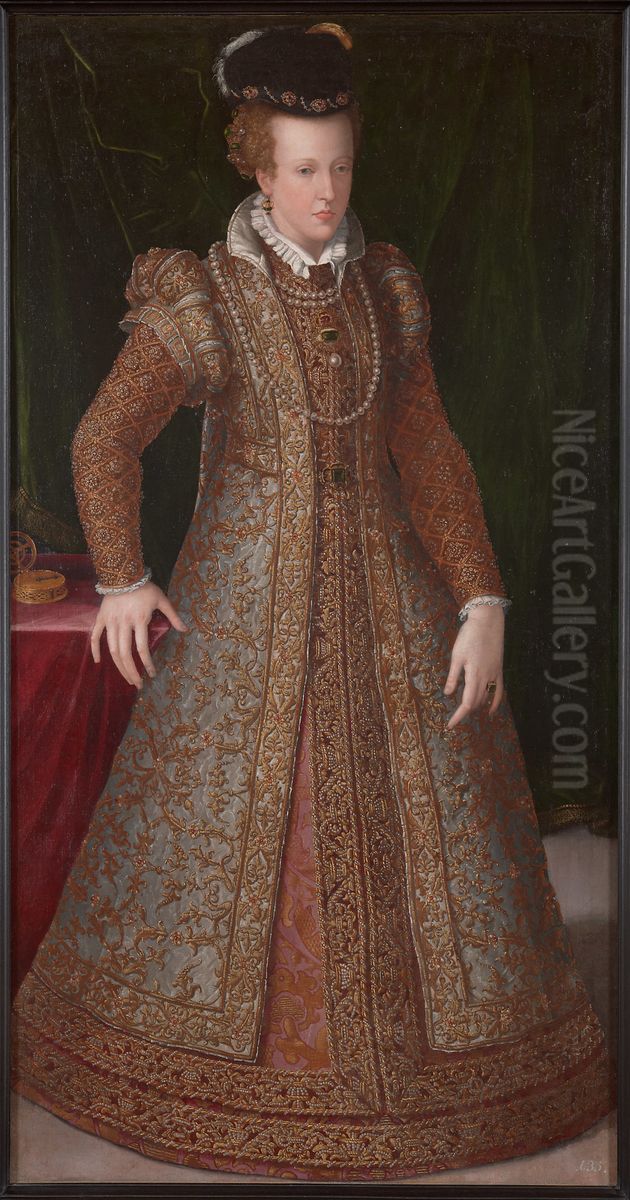 Portrait of Joanna of Austria, Grand Duchess of Tuscany Oil Painting by Giovanni Bizzelli
