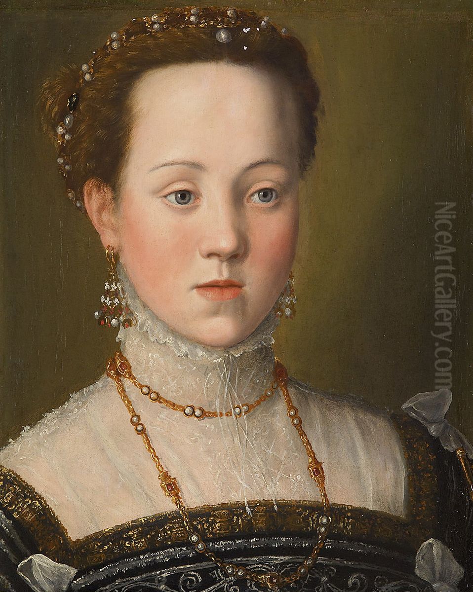 Erzherzogin Anna (1549-1580), Konigin von Spanien, Brustbild Oil Painting by Giuseppe Arcimboldo