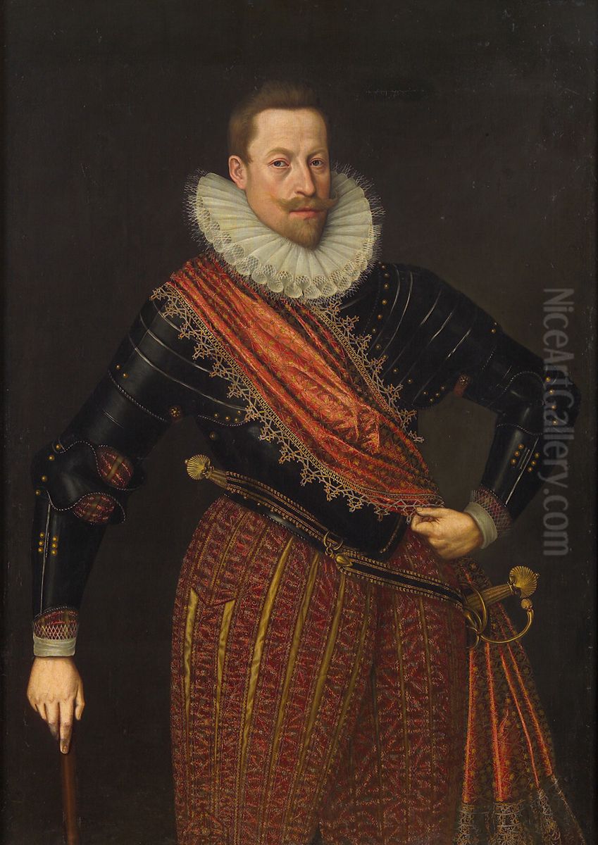 Emperor Matthias (1557-1619) as Archduke, with baton Oil Painting by Lucas van Valckenborch