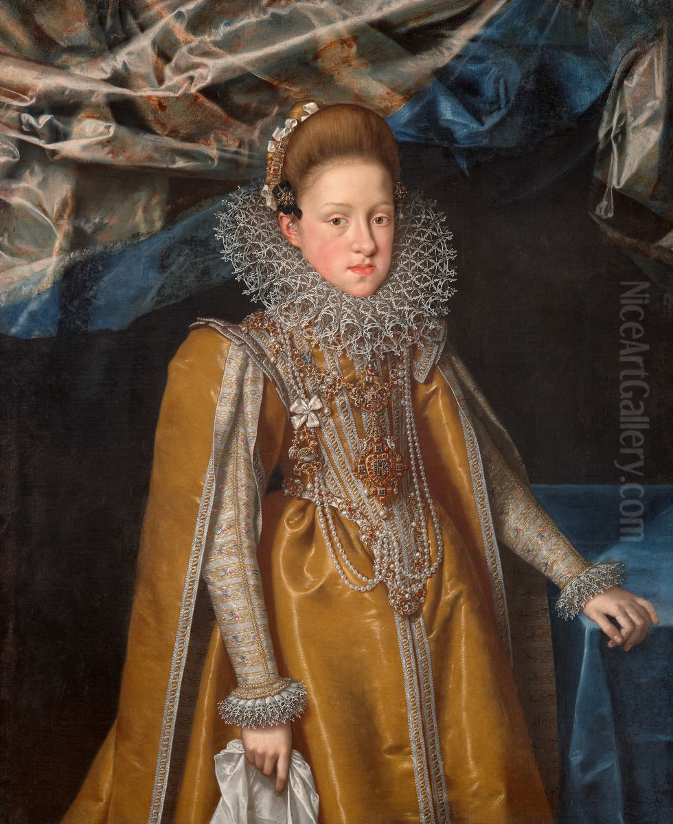 Erzherzogin Maria Magdalena (1587-1631), Grossherzogin von Toskana in gelbem Gewand Oil Painting by Frans Pourbus the younger
