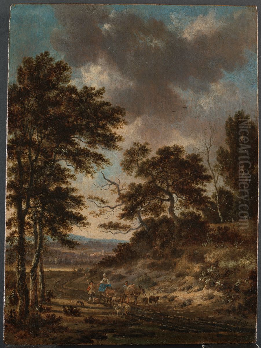 Evening Landscape Oil Painting by Jan Wijnants