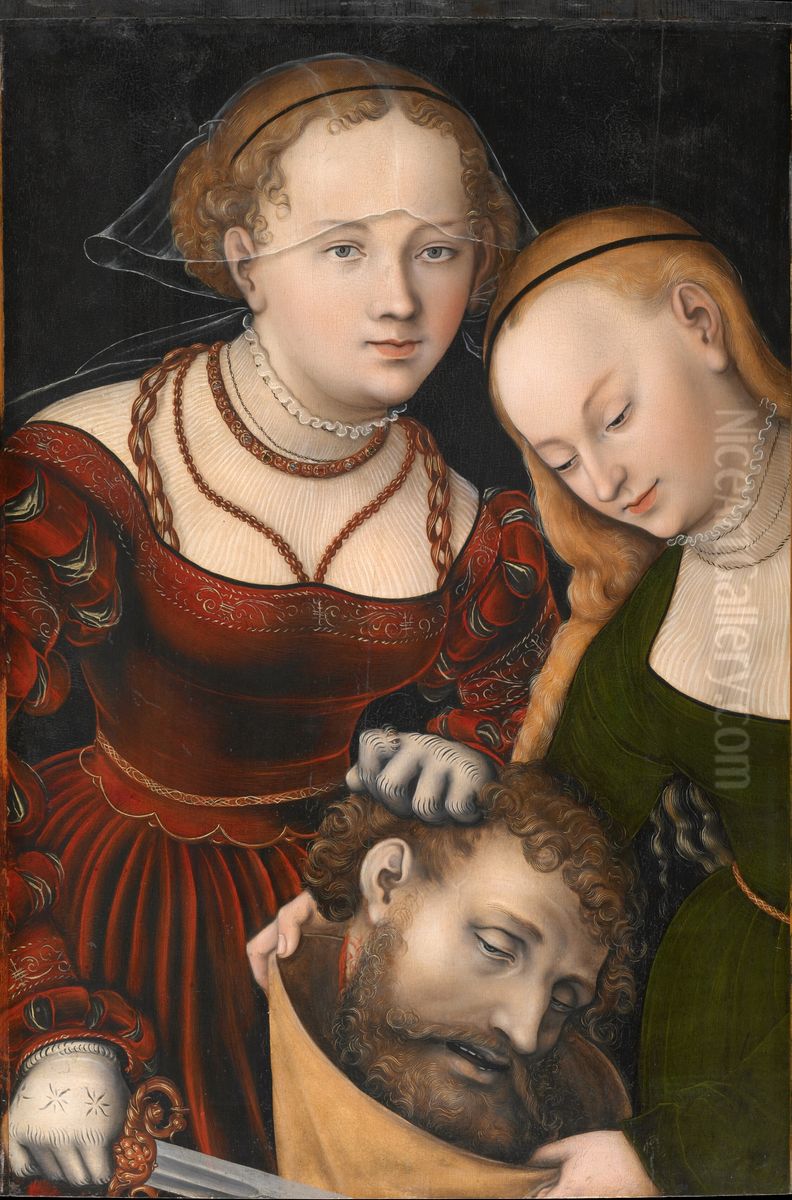 Judith mit dem Haupt des Holofernes und einer Dienerin Oil Painting by Lucas Cranach the Elder