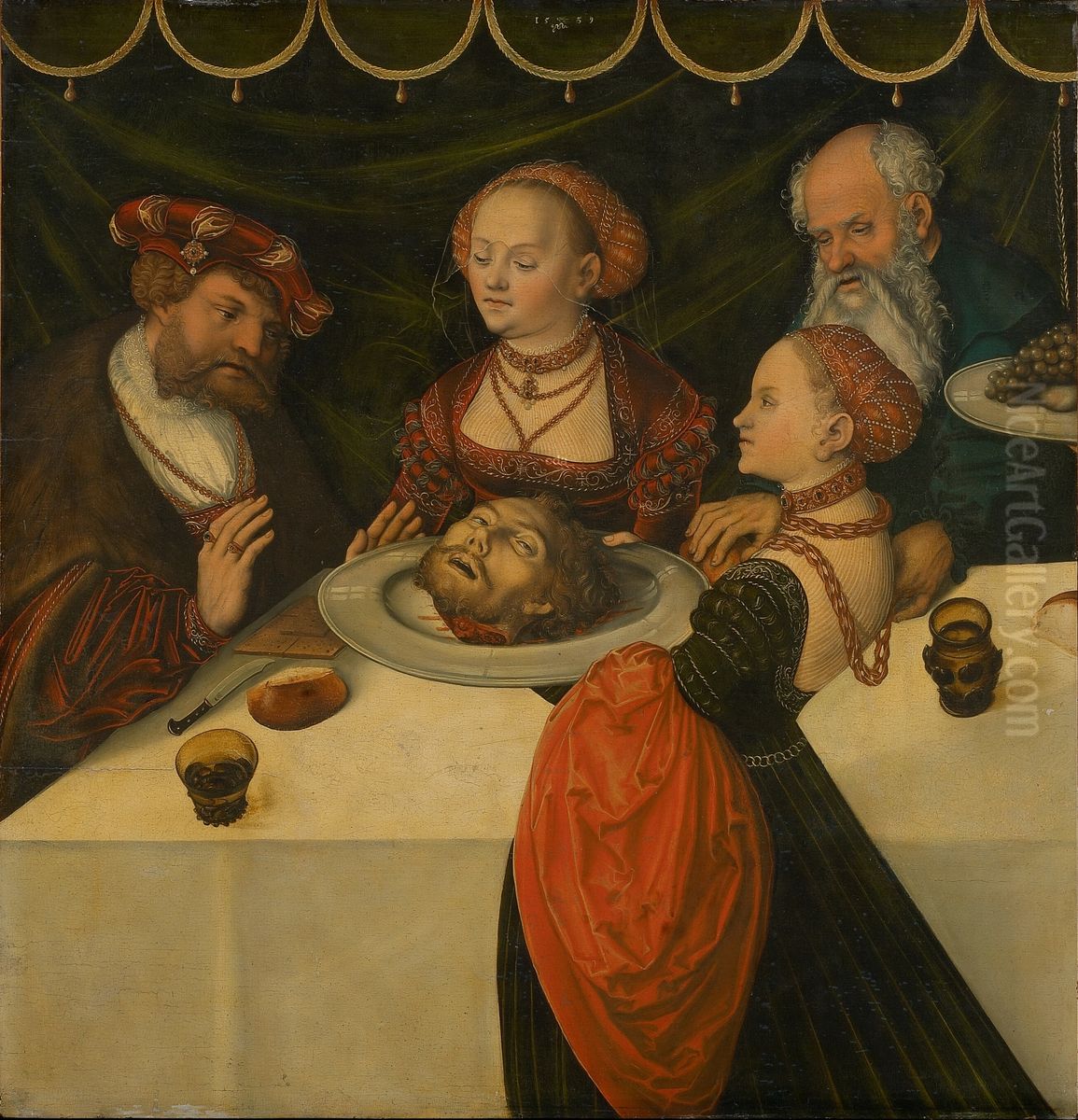 Feast of Herod / Herod's banquet Oil Painting by Lucas Cranach the Elderand workshop