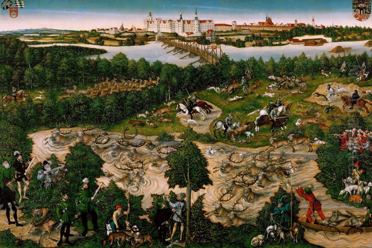 Hirschjagd des Kurfursten Johann Friedrich Oil Painting by Lucas The Younger Cranach