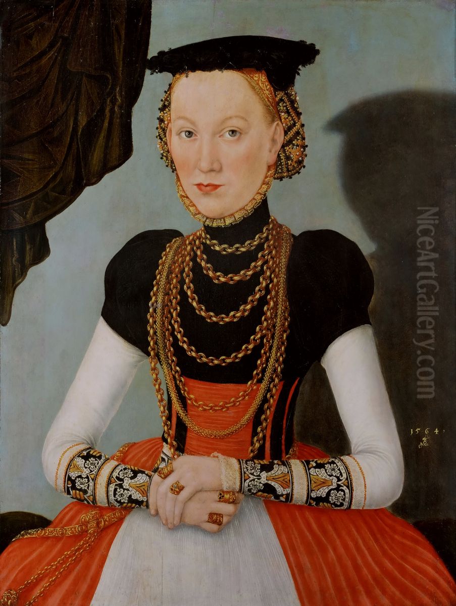 Weibliches Bildnis / Bildnis einer Frau (eine geborene Hoffmann aus Leipzig?) Oil Painting by Lucas The Younger Cranach