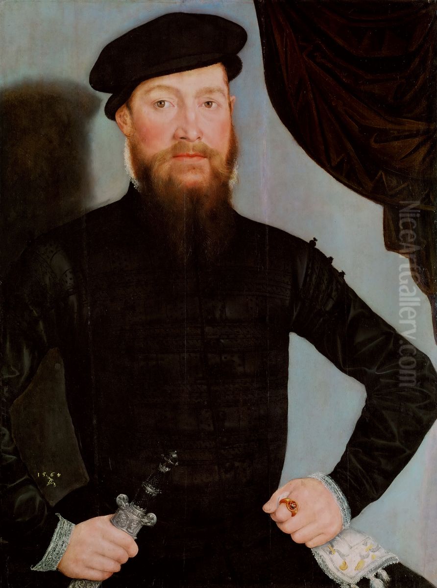 Male Portrait Oil Painting by Lucas The Younger Cranach