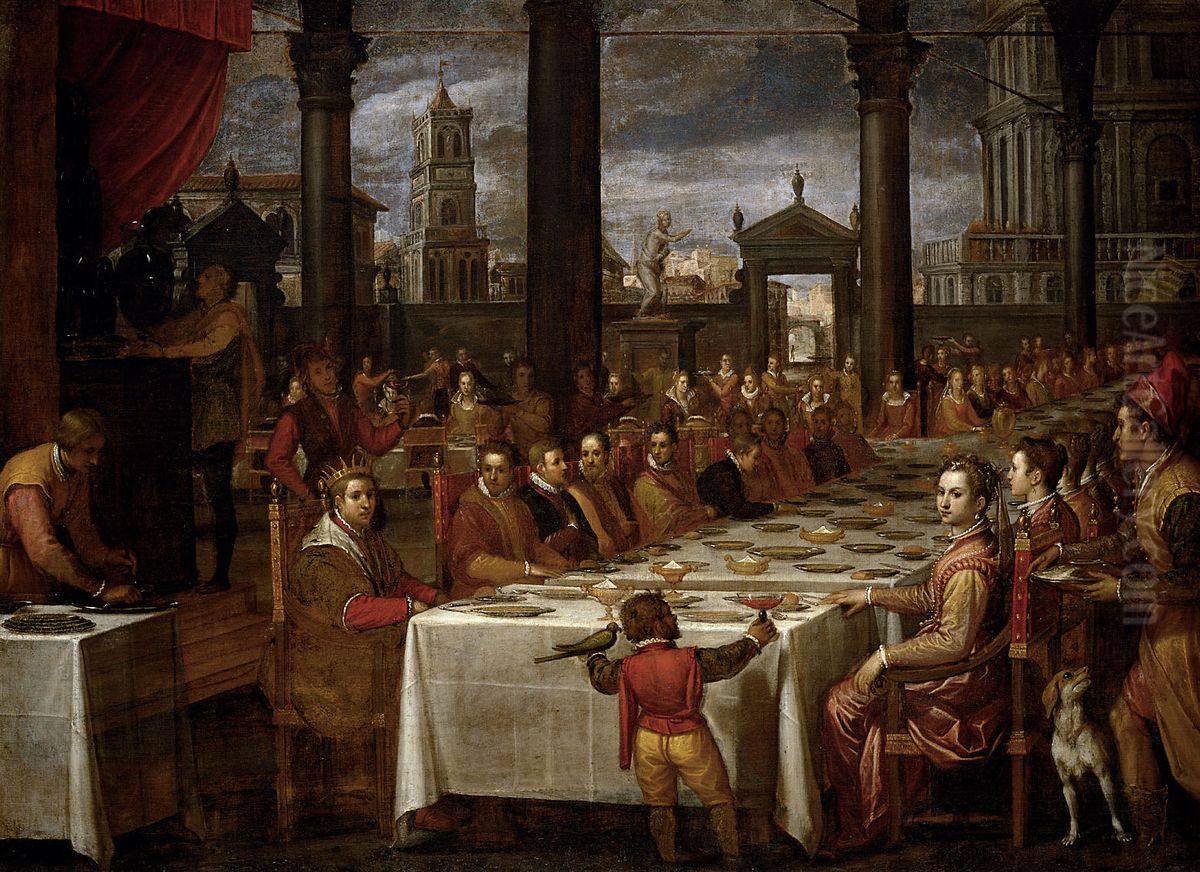 Wedding feast of Grand Duke Ferdinand I of Tuscany (1549-1609) Oil Painting by Domenico Passignano