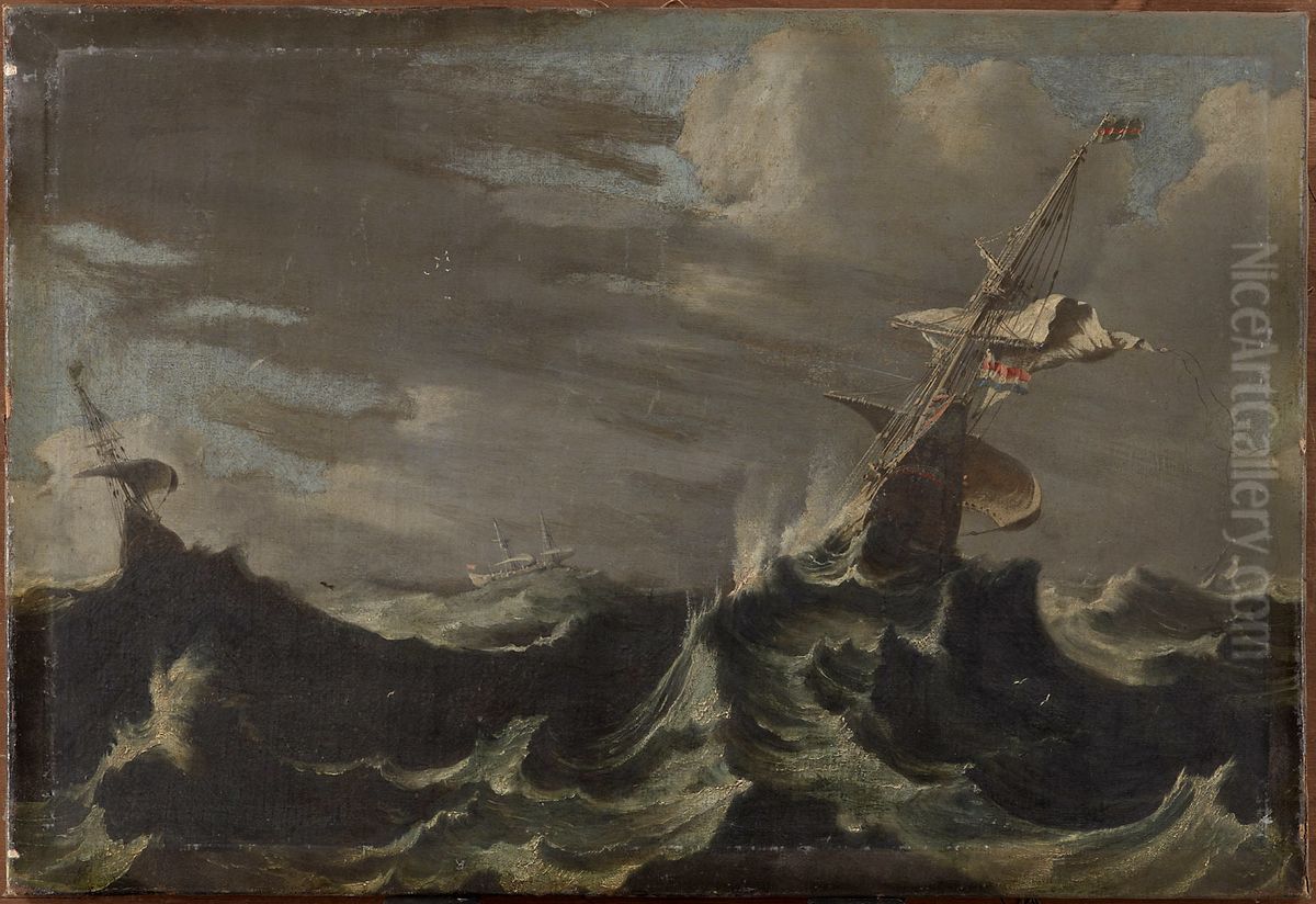 Ein Seesturm Oil Painting by Pieter Mulier