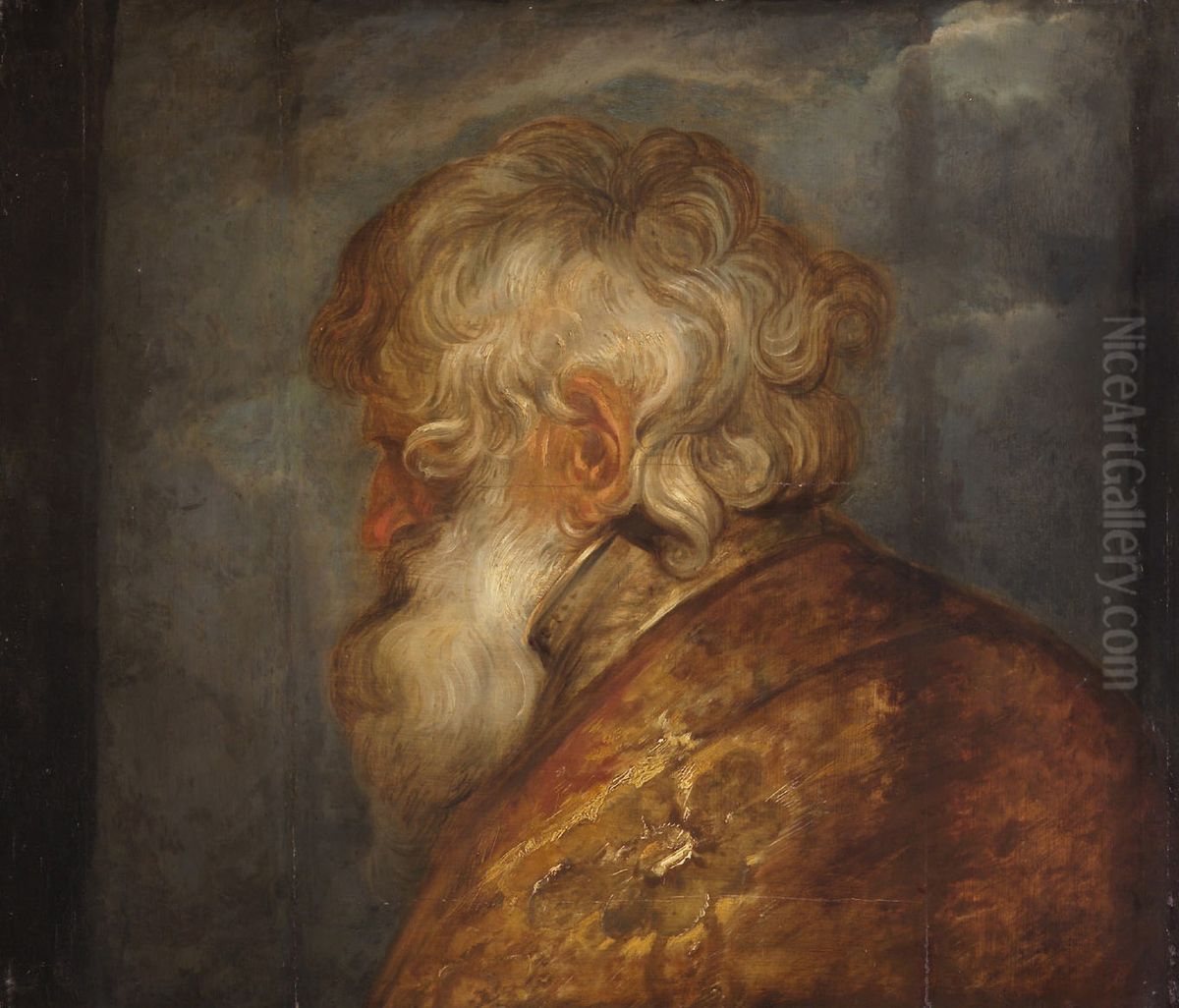 Study head of an old man, hunched over to the left Oil Painting by Sir Anthony Van Dyck