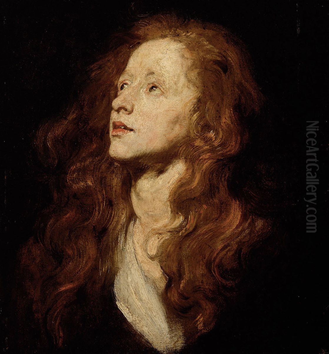 Kopfstudie einer emporblickenden Frau Oil Painting by Sir Anthony Van Dyck