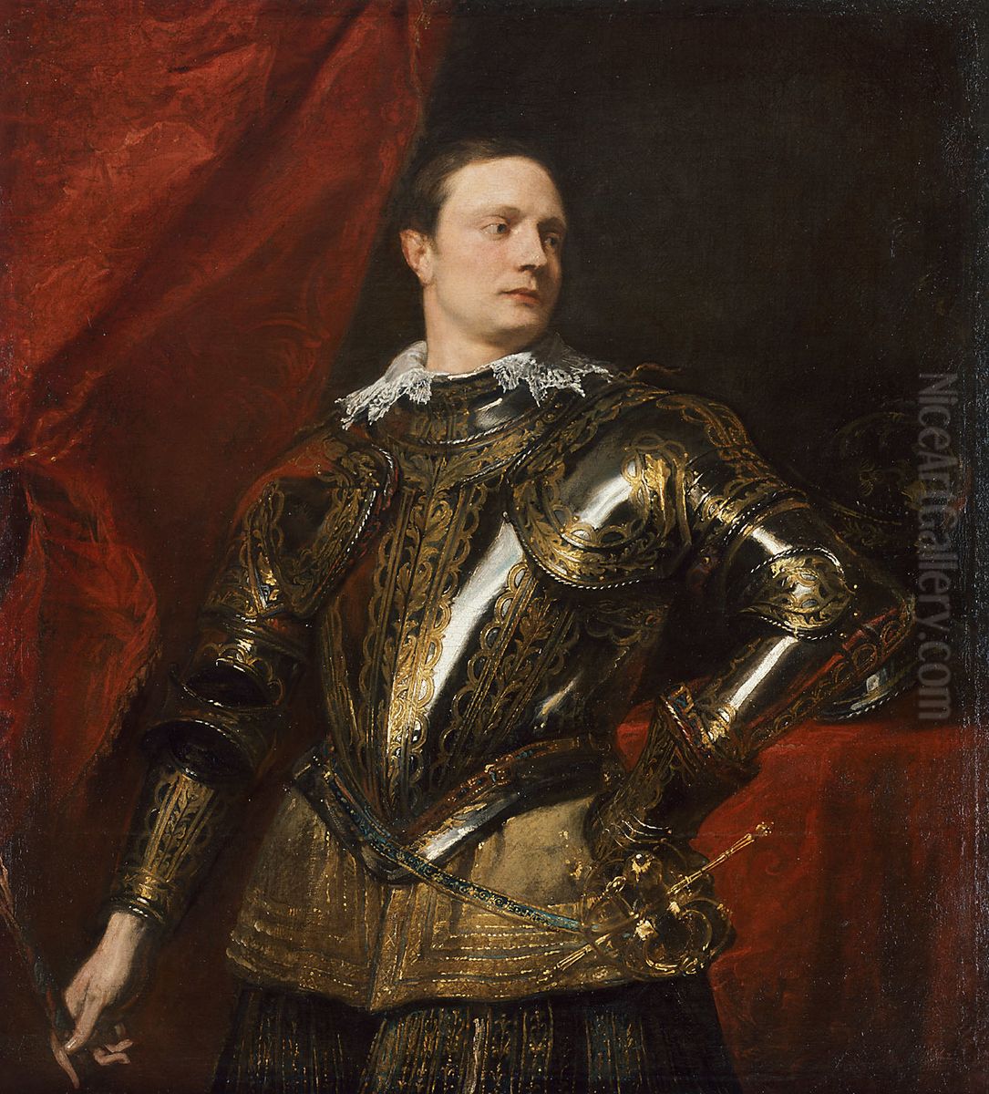 Portrait of  a Young General Oil Painting by Sir Anthony Van Dyck