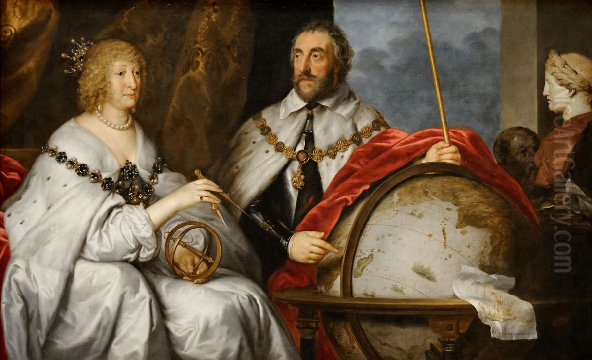 Double portrait of Thomas Howard, duke of Arundel and duchess Alethea Talbot Oil Painting by Sir Anthony Van Dyck
