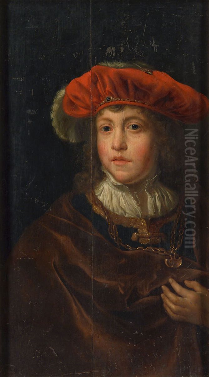 Knabe mit rotem Barett und Goldkette Oil Painting by Gerbrand Van Den Eeckhout