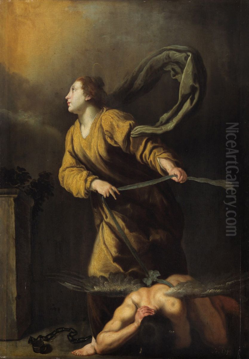 Hl. Juliana von Nikomedien besiegt den Teufel Oil Painting by Domenico Fetti