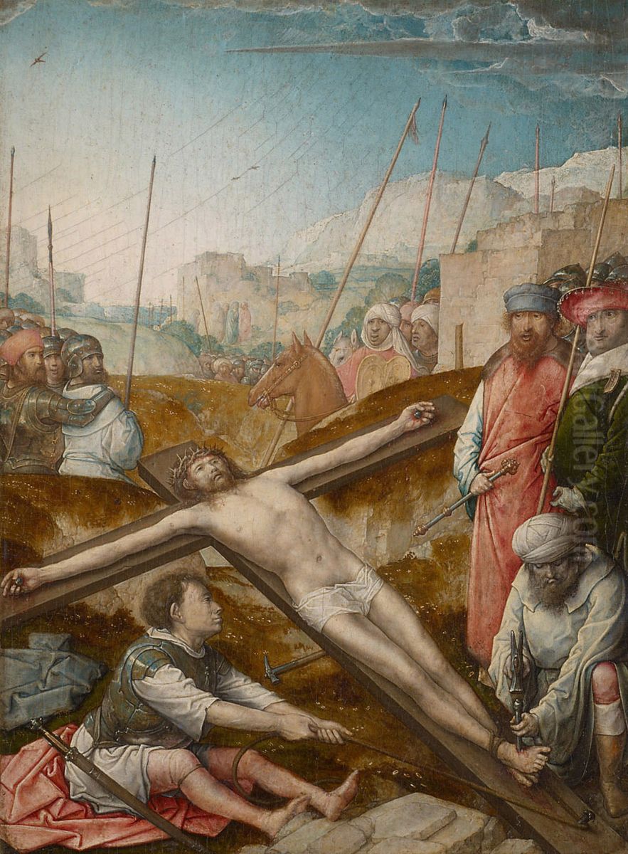 Christus wird ans Kreuz genagelt Oil Painting by Juan De Flandes