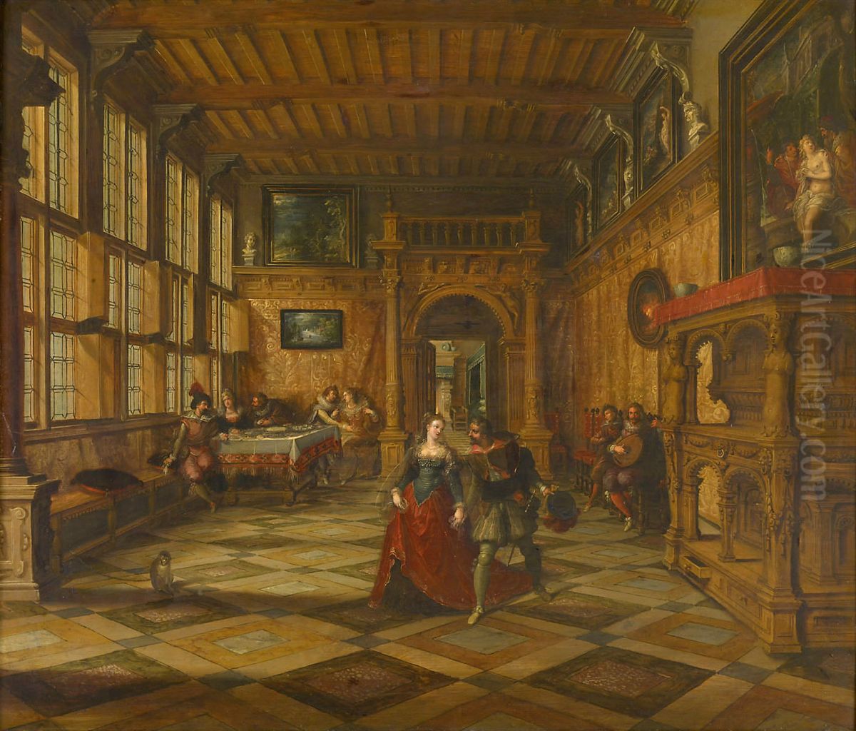Gesellschaftsszene Oil Painting by Hieronymous Francken II
