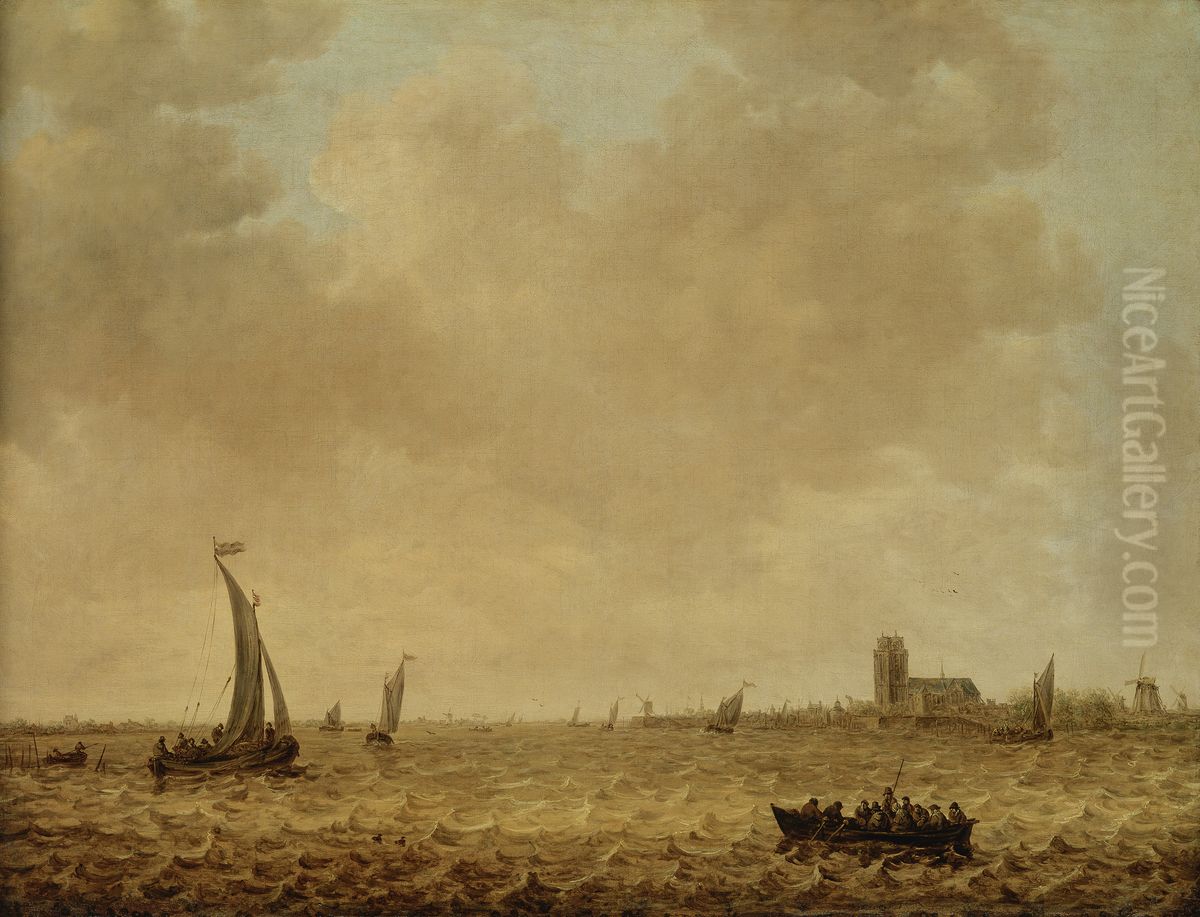 View of Dordrecht from the Oude Maas Oil Painting by Jan van Goyen