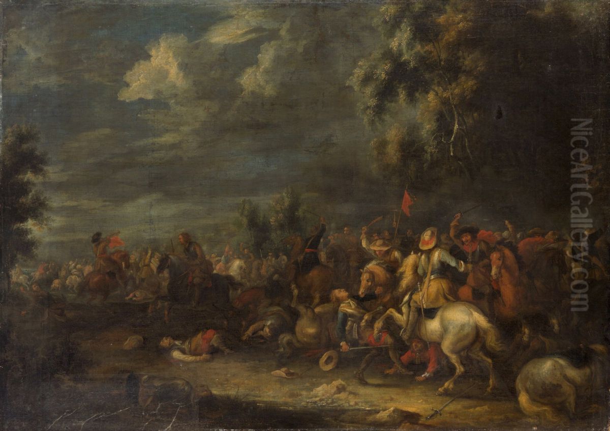 Reitergefecht Oil Painting by Johann Philipp Lemke