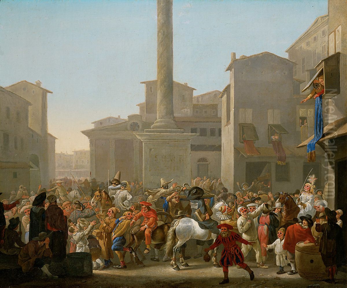 Carneval in Rom Oil Painting by Johannes Lingelbach