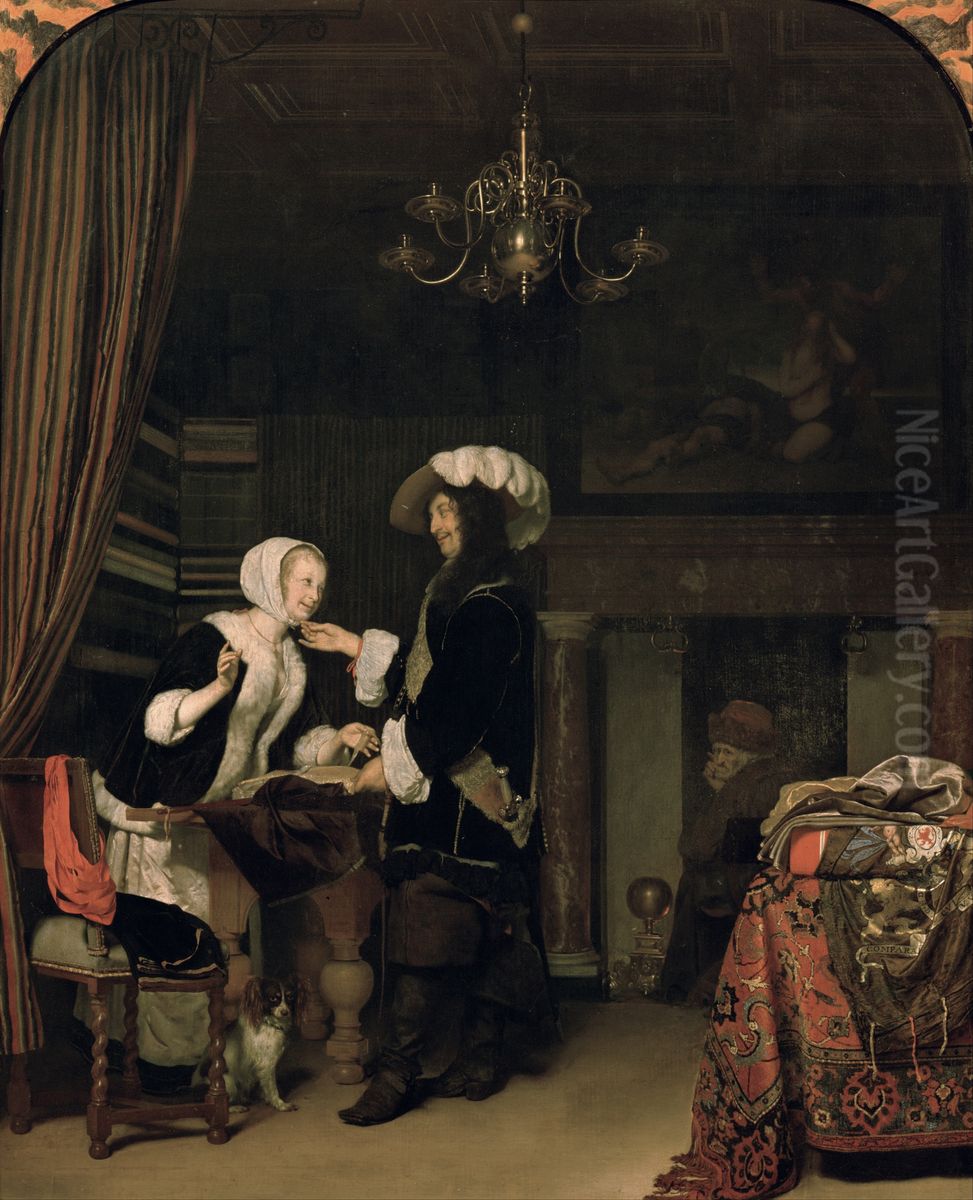 Cavalier in the Shop Oil Painting by Frans van Mieris
