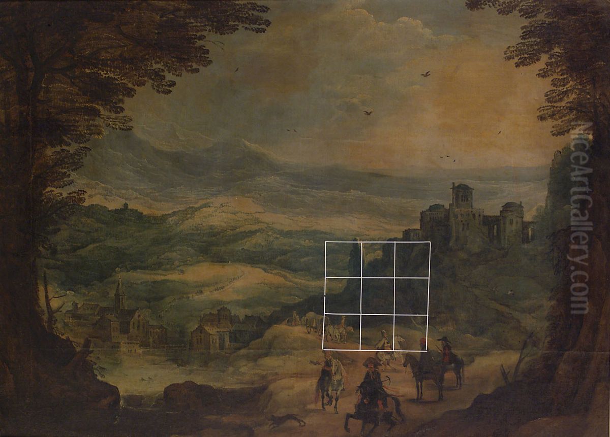 Landschaft mit Festung und Reitern Oil Painting by Joos de Momper the Younger