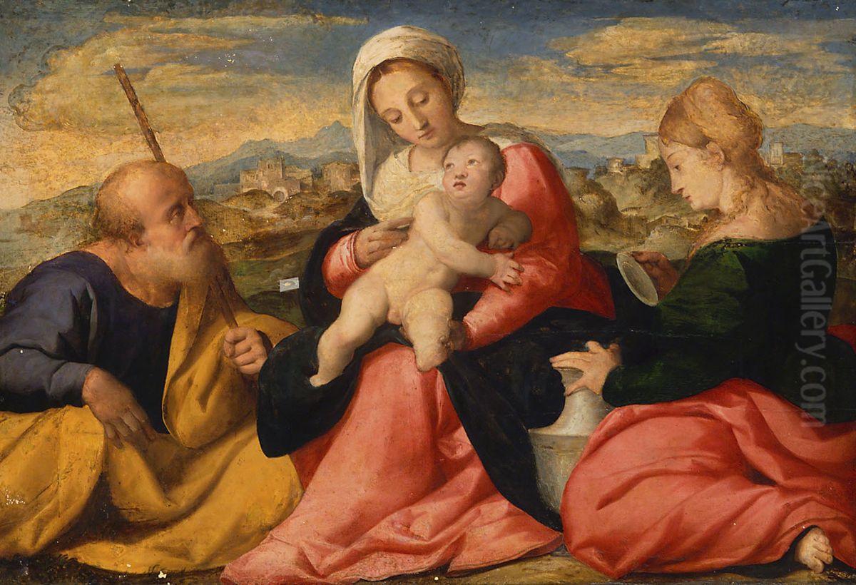 Madonna and Child with Sts Joseph and Magdalene Oil Painting by Palma Vecchio