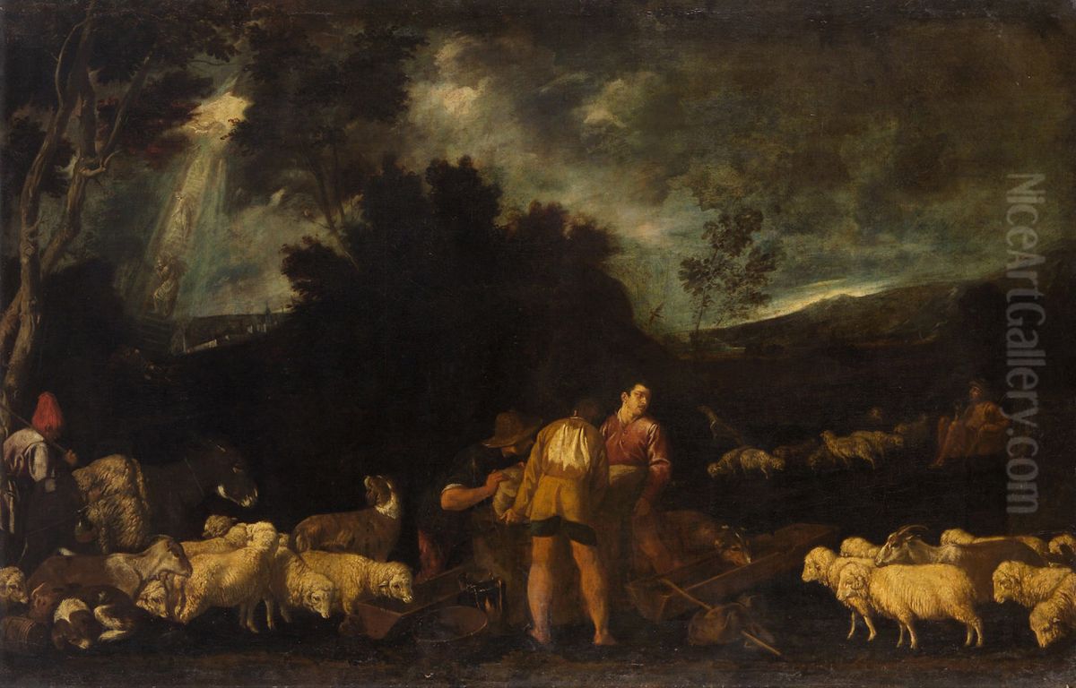 Jakob's dream of the heavenly ladder) Oil Painting by Pedro Orrente