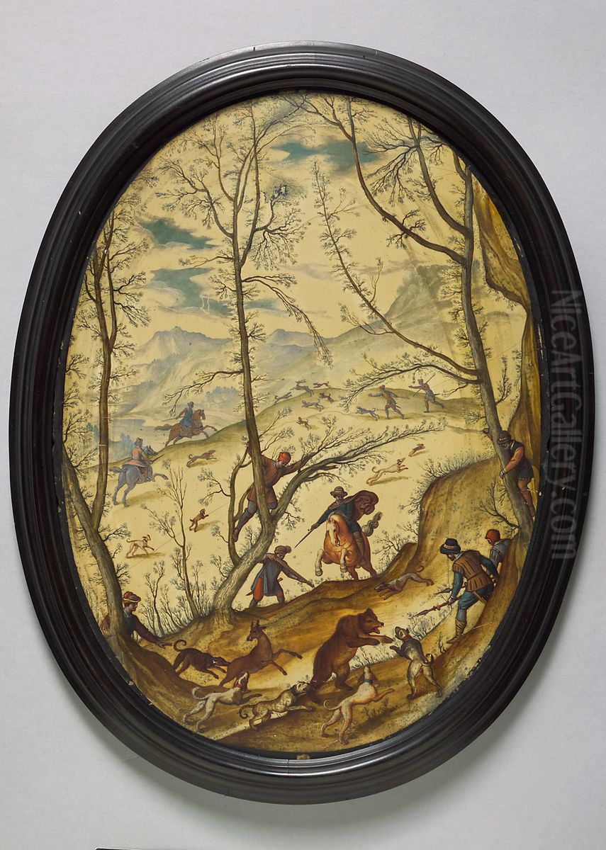 Landschaft mit Bar- und Hirschjagd Oil Painting by Antonio Tempesta