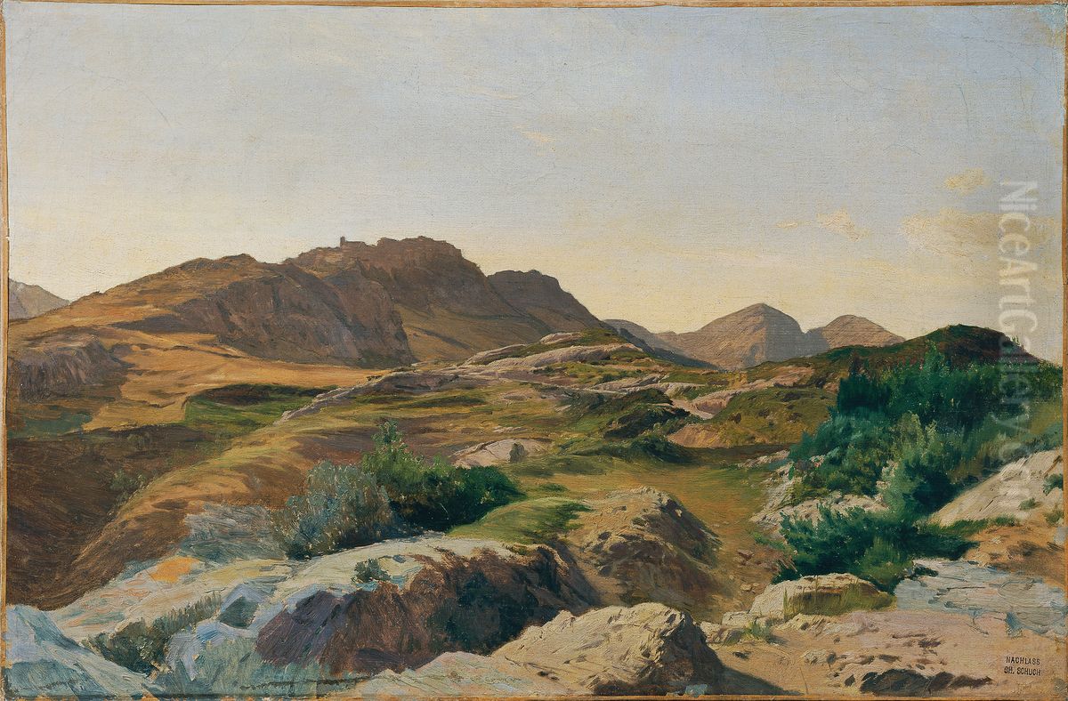 Landschaft im Sabinergebirge Oil Painting by Carl Schuch