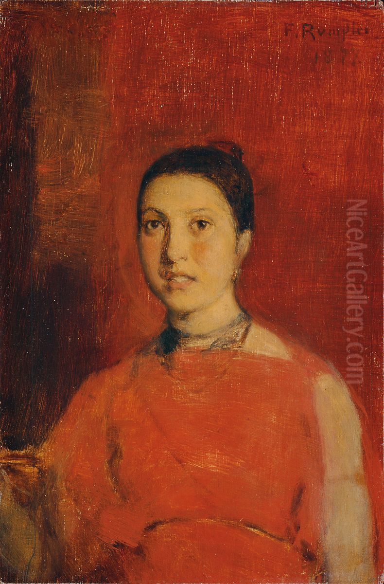 Madchen in rotem Kleid Oil Painting by Franz Rumpler