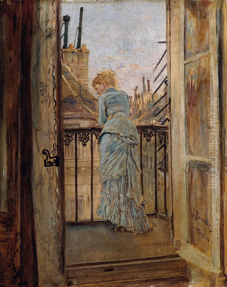 Auf dem Balkon Oil Painting by Anton Romako