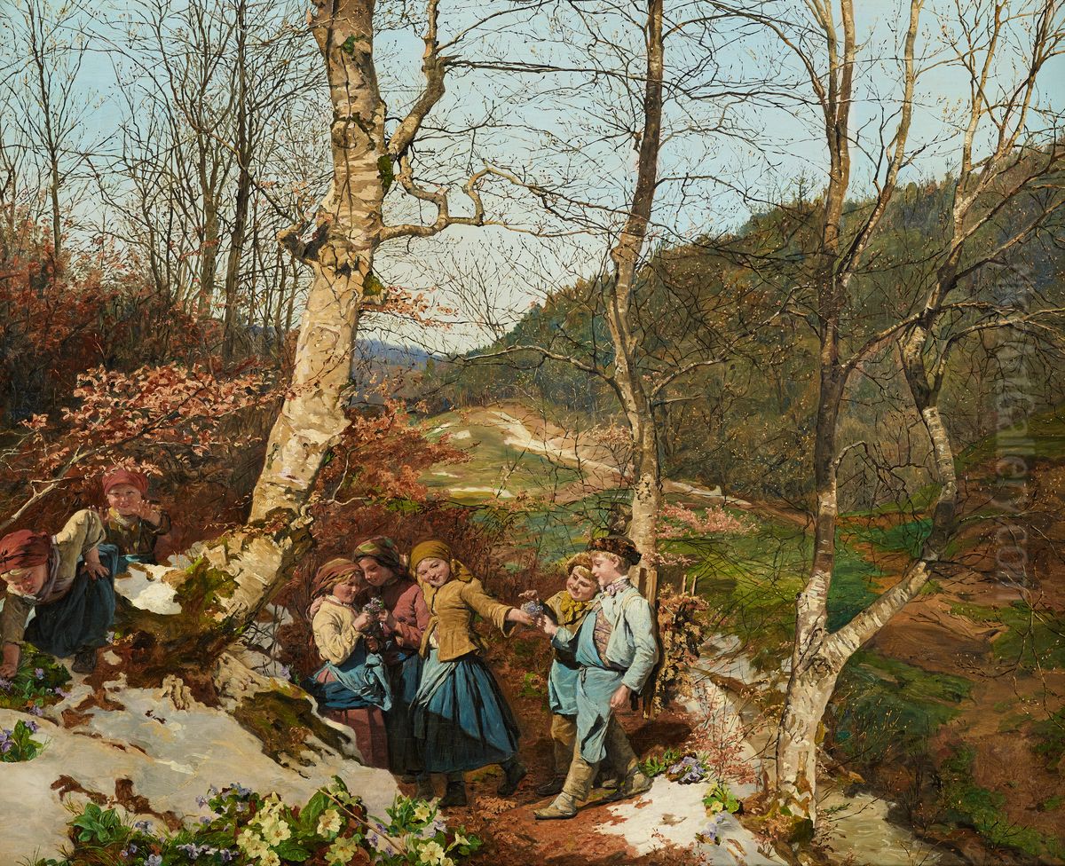 Vorfruhling im Wienerwald Oil Painting by Ferdinand Georg Waldmuller