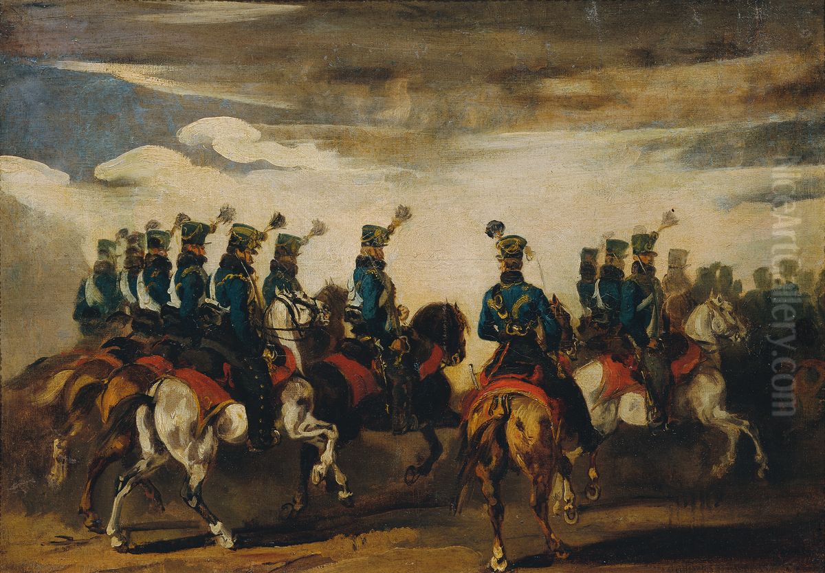 Osterreichische blaue Husaren Oil Painting by Piotr Michalowski