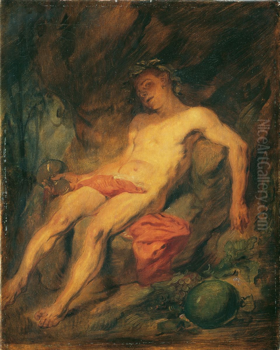 Drunken Bacchus Oil Painting by Hans (Johann von Strasiripka) Canon