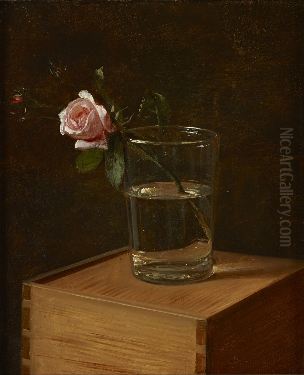 Rose im Glas Oil Painting by Franz Kruger
