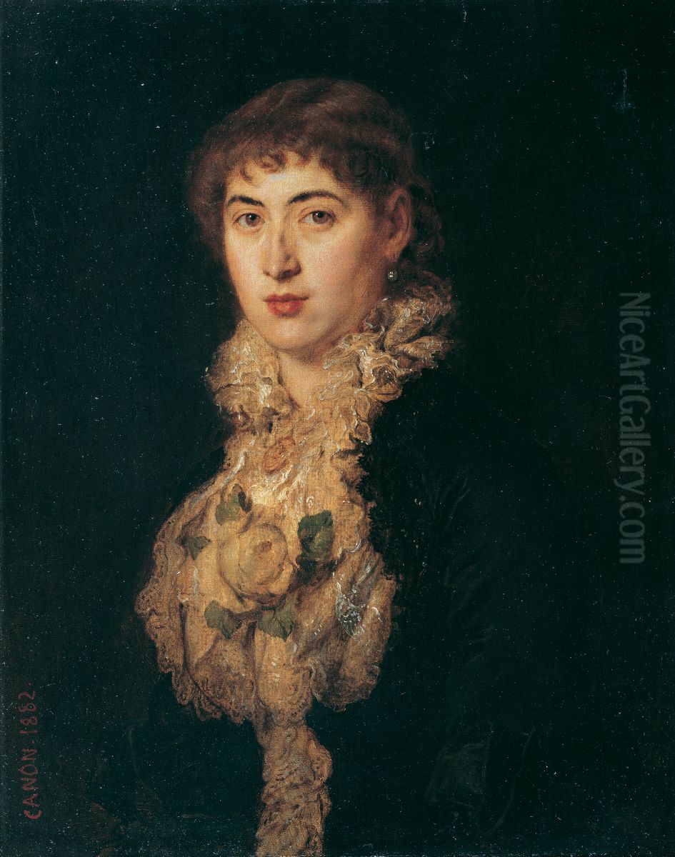 Maria Freifrau von Zehmen, geb. Frohlich von Feldau Oil Painting by Hans (Johann von Strasiripka) Canon