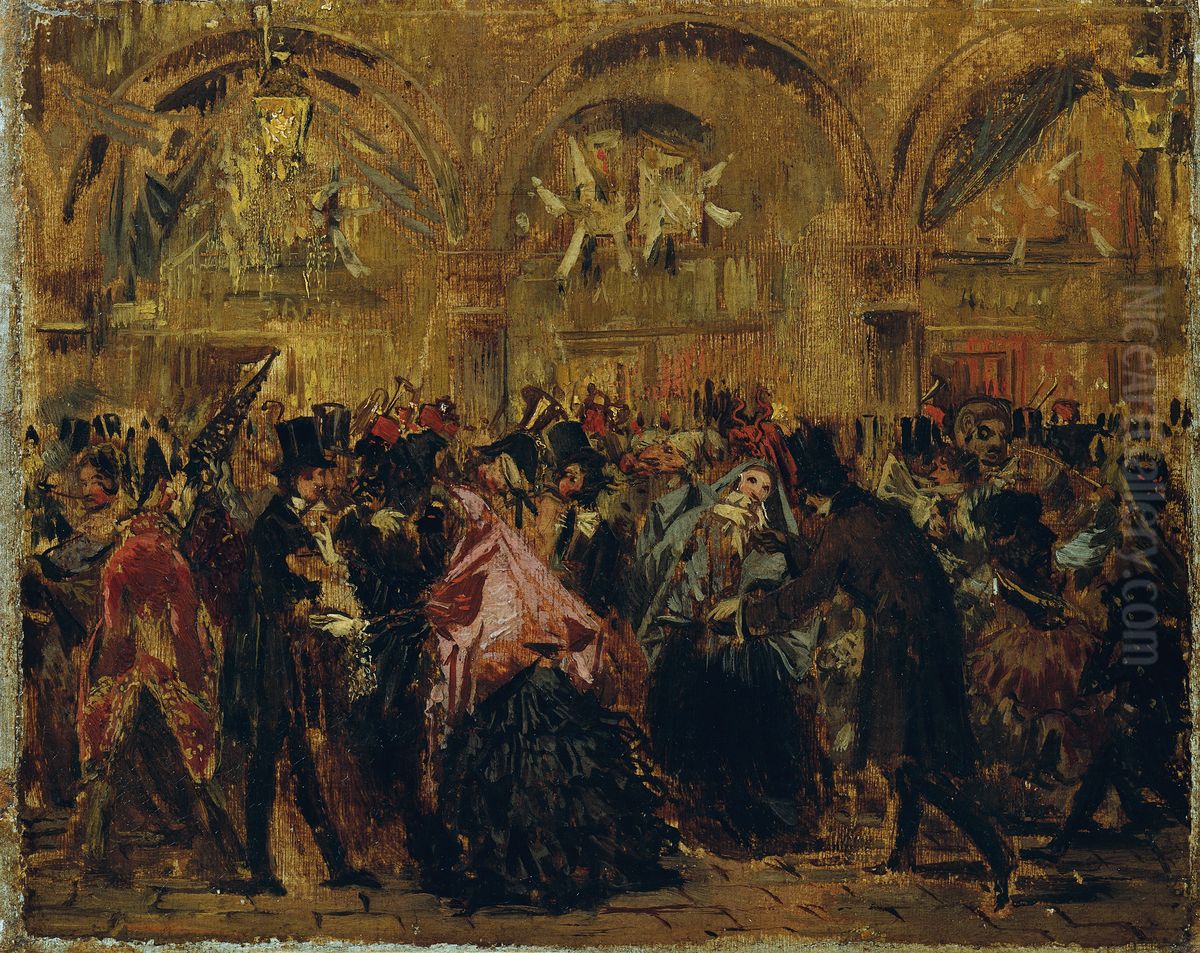 Karneval auf dem Markusplatz in Venedig Oil Painting by Anton Romako