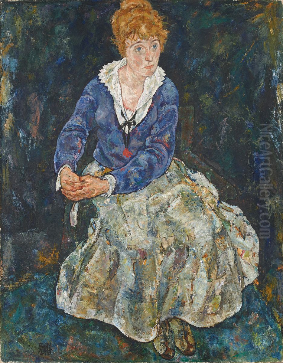 Portrait of the artist's wife, Edith Schiele Oil Painting by Egon Schiele