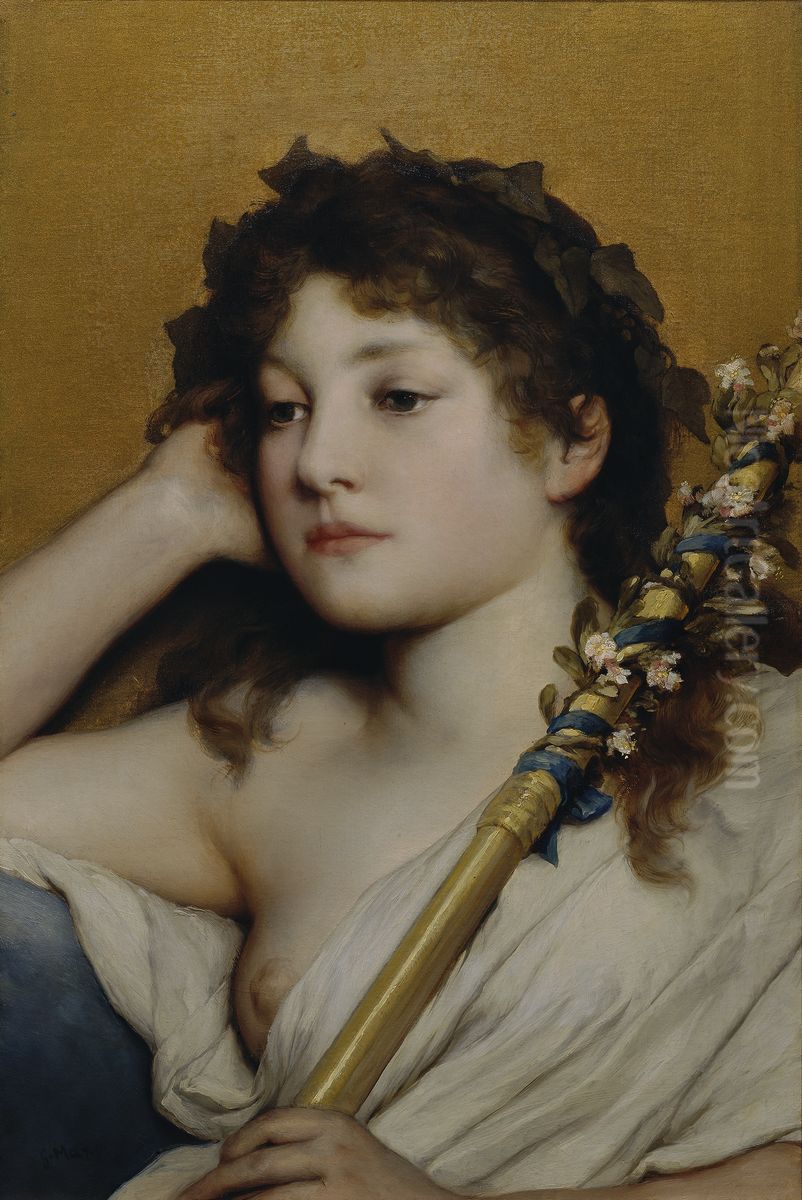 Sinnendes Frauenhaupt Oil Painting by Gabriel von Max