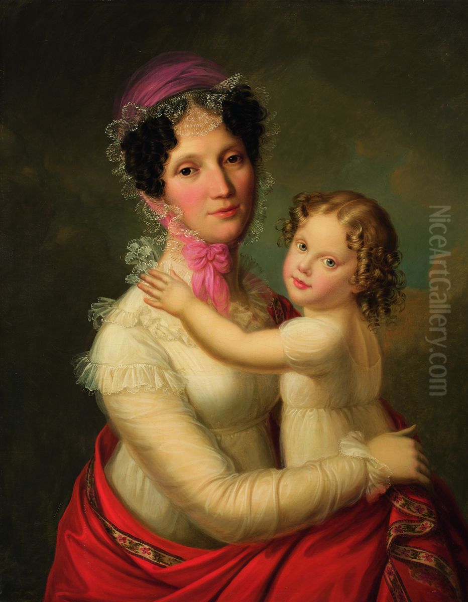 Eleonora Mayer, Baroness zu Gravenegg with her daughter Isabella Oil Painting by Francois Gerard