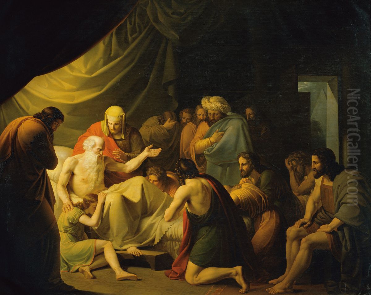 Jacob blesses the sons of Joseph Oil Painting by Carl Peter Goebel