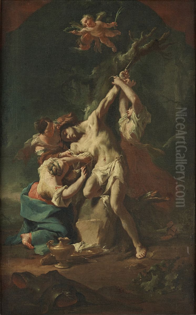 Der heilige Sebastian und die Frauen Oil Painting by Paul Troger