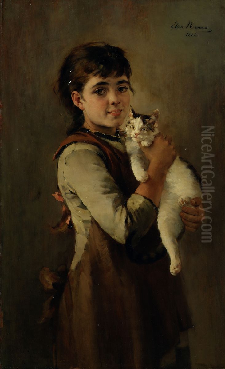Zwei Katzchen Oil Painting by Elise Ransonnet-Villez